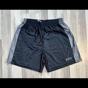 Vintage 90s ESPN Black/Grey Basketball Shorts. Made In USA. Size XL.